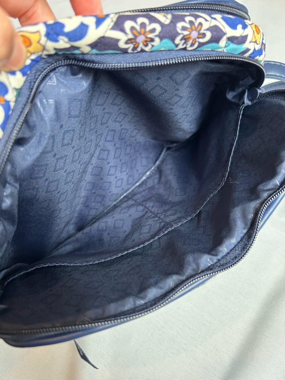 Vera Bradley Cotton Trimmed Crossbody Bag in Lisbon Medallion Cool Pattern - Picture 8 of 12